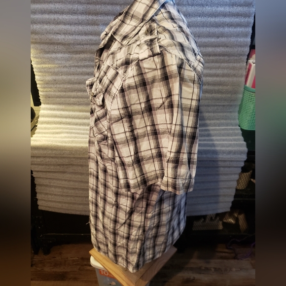 Ask Premium Jeans Men's Xl Short Sleeve Button-down Fitted Shirt.  FF94 - Picture 3 of 4